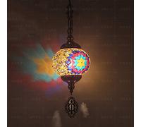JQQJZLC 1 Luz de Mosaico de Globo de luz Luz, lámpara Colgante de Techo Decorativo Bohemio para Sala de Estar de Comedor Hotel, araña de Acero de Vidrio