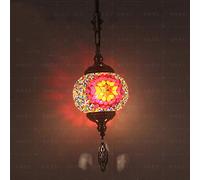 JQQJZLC 1 Luz de Mosaico de Globo de luz Luz, lámpara Colgante de Techo Decorativo Bohemio para Sala de Estar de Comedor Hotel, araña de Acero de Vidrio