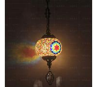 JQQJZLC 1 Luz de Mosaico de Globo de luz Luz, lámpara Colgante de Techo Decorativo Bohemio para Sala de Estar de Comedor Hotel, araña de Acero de Vidrio