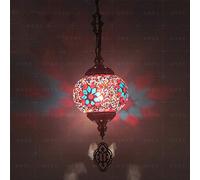 JQQJZLC 1 Luz de Mosaico de Globo de luz Luz, lámpara Colgante de Techo Decorativo Bohemio para Sala de Estar de Comedor Hotel, araña de Acero de Vidrio
