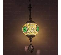 JQQJZLC 1 Luz de Mosaico de Globo de luz Luz, lámpara Colgante de Techo Decorativo Bohemio para Sala de Estar de Comedor Hotel, araña de Acero de Vidrio