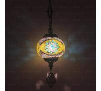 JQQJZLC 1 Luz de Mosaico de Globo de luz Luz, lámpara Colgante de Techo Decorativo Bohemio para Sala de Estar de Comedor Hotel, araña de Acero de Vidrio