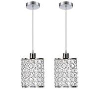 JQQJZLC 2 Paquete Nordic Modern Crystal Chandelier Balcón Balcón Techo de Dormitorio Colgante Luces Decorativos Luz de iluminación Colgante de iluminación para Oro de Entrada, Cromo, Negro Hecho en