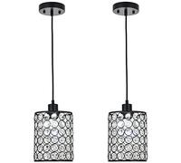 JQQJZLC 2 Paquete Nordic Modern Crystal Chandelier Balcón Balcón Techo de Dormitorio Colgante Luces Decorativos Luz de iluminación Colgante de iluminación para Oro de Entrada, Cromo, Negro Hecho en