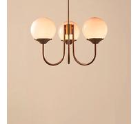 JQQJZLC 3 Luces de Mediados de Siglo Modern Globe Hanging Chandelier White Milk Glass Cosicero Costilería Oro Red Rosa Rosa para Comedor Salón