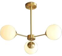 JQQJZLC 3 Luces Lámpara de lámpara de lámpara de Oro lámpara de lámpara de lámpara de Vidrio de Vidrio de Montura Semi rascada de lámpara de Techo para la Sala de Estar de la Sala de Estar, 3 Cabezas