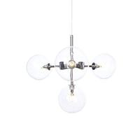 JQQJZLC 4 Light Mid Century Sputnik Glass Bedment Chandelier | Lámpara Colgante Moderna con un Acabado Cromado Cepillado | Lámpara Colgante de Dormitorio