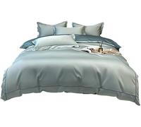 JQQJZLC 4 Piezas Reina King dudusport Set de algodón 60S Sateen Campos de Cama de Color sólido sólido súper Suave shite Instalado y 2 simulacros de Almohada con Cremallera (Verde Oscuro, Rey)