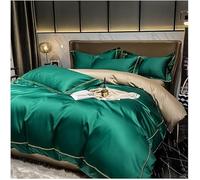 JQQJZLC 4 Piezas Reina King dudusport Set de algodón 60S Sateen Campos de Cama de Color sólido sólido súper Suave shite Instalado y 2 simulacros de Almohada con Cremallera (Verde Oscuro, Rey)