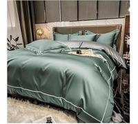 JQQJZLC 4 Piezas Reina King dudusport Set de algodón 60S Sateen Campos de Cama de Color sólido sólido súper Suave shite Instalado y 2 simulacros de Almohada con Cremallera (Verde Oscuro, Rey)