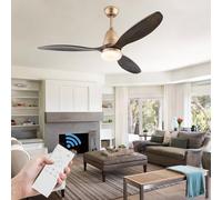 JQQJZLC 42 '' Ventiladores de Techo con Luces y Madera remota, Ventiladores silenciosos de Techo 6 velocidades 3 Colores Reversibles, luz de Abanico de araña con Temporizador, Techo de luz
