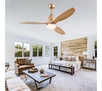 JQQJZLC 42 '' Ventiladores de Techo con Luces y Madera remota, Ventiladores silenciosos de Techo 6 velocidades 3 Colores Reversibles, luz de Abanico de araña con Temporizador, Techo de luz