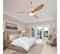 JQQJZLC 42 '' Ventiladores de Techo con Luces y Madera remota, Ventiladores silenciosos de Techo 6 velocidades 3 Colores Reversibles, luz de Abanico de araña con Temporizador, Techo de luz