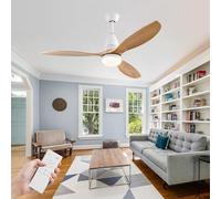 JQQJZLC 42 '' Ventiladores de Techo con Luces y Madera remota, Ventiladores silenciosos de Techo 6 velocidades 3 Colores Reversibles, luz de Abanico de araña con Temporizador, Techo de luz del