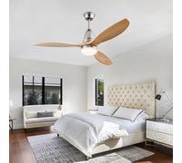 JQQJZLC 42 '' Ventiladores de Techo con Luces y Madera remota, Ventiladores silenciosos de Techo 6 velocidades 3 Colores Reversibles, luz de Abanico de araña con Temporizador, Techo de luz