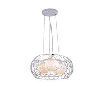 JQQJZLC Accesorio de iluminación de Techo de Marco de Metal Hueco nórdico, Pantalla de lámpara Blanca lechosa Durante la lámpara de Dormitorio, e27 () Moderno Nido de pájaro-Nido-Negro. 1 T