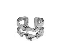JQQJZLC Accesorios Double Hip Hop Retro Hollow Silver Color Femenino Residente Rings de Apertura