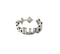 JQQJZLC Accesorios Letras Huecas Buenas Suerte Hip Hop Cool Color Plateado Femenino Residente Rings de Apertura