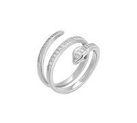 JQQJZLC Accesorios N Envolvente de circón Snake Hip Hop Luxury Silver Color Anillo de Apertura Residente para Mujeres Joyas de Lujo