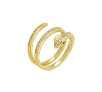 JQQJZLC Accesorios N Envolvente de circón Snake Hip Hop Luxury Silver Color Anillo de Apertura Residente para Mujeres Joyas de Lujo