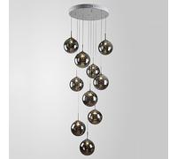 JQQJZLC Araña de Entrada para techos Altos Amber Gold Gold Pending Light Black Smoke Grey Crystal Ball Bubble Chandelier para Sala de Caballero Sala de Estar Comedor Sala de Comedor