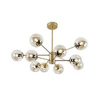 JQQJZLC Araña de Globo de Vidrio lámparas de araña Sputnik de Mediados de Siglo de Hierro de luz Industrial Vintage Vintage para Sala de Estar Dorado. 6 Cabeza