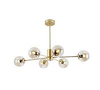 JQQJZLC Araña de Globo de Vidrio lámparas de araña Sputnik de Mediados de Siglo de Hierro de luz Industrial Vintage Vintage para Sala de Estar Dorado. 6 Cabeza