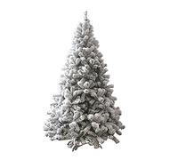JQQJZLC Árbol de Navidad artificial con efecto de nieve de 3 m, árbol de Navidad grande flocado para exteriores, abeto blanco con bisagras, fácil de montar para decoración navideña (blanco, 210 cm)