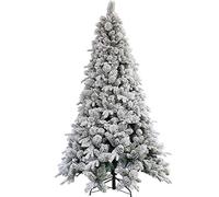 JQQJZLC Árbol de Navidad artificial de nieve flocada de 9 pies, con soporte de metal, árbol de Navidad con bisagras de alta calidad, fácil montaje para decoración navideña