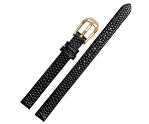 JQQJZLC Banda de reloj de cuero de vaca impresa en lagarto para un reemplazo de damas Mira la correa blanca roja ultra delgada 6 8 10 12 14 16 mm (Color: negro rosa, tamaño: 8 mm)