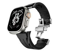 JQQJZLC Banda Fluororubber para Ultra 2 49 mm S10 46 mm 45 mm 44 mm Caja de 42 mm para series iwatch 6 5 4 SE 9 8 7 Ultra cortado a tamaño Fluororubber Bracelet Bands