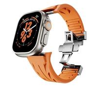 JQQJZLC Banda Fluororubber para Ultra 2 49 mm S10 46 mm 45 mm 44 mm Caja de 42 mm para series iwatch 6 5 4 SE 9 8 7 Ultra cortado a tamaño Fluororubber Bracelet Bands