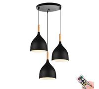 JQQJZLC Black Minimalist Batery Battery Luz Colgante con Remoto y Bombilla, iluminación Colgante no Cableada para la Isla de Cocina, lámpara de araña de operación de baterías inalámbricas para el