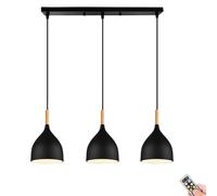 JQQJZLC Black Minimalist Batery Battery Luz Colgante con Remoto y Bombilla, iluminación Colgante no Cableada para la Isla de Cocina, lámpara de araña de operación de baterías inalámbricas para el