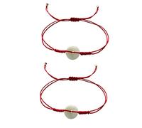 JQQJZLC Bracelet Natural Jade Donut Pulsera, brazalete Feng Shui, pulsera de riqueza, brazalete Buddha, regalo de buena suerte para hombres joyas de mujeres (color: 2pcsred)