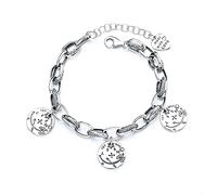 JQQJZLC Bracelet para mujeres STERLING SILE PESADOS INDUESIÓN REDECTA CREACIÓN REDONDA Moda de moda Smiling Face Bracelet
