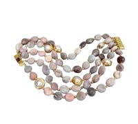 JQQJZLC Bracelets 5 hilos Natural 10x12 mm Botswana Agata Freeforma Freeforma blanca brazalete de perlas con cuentas de estilo vintage apto para mujeres