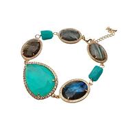 JQQJZLC Bracelets Labradorit Labradorite Green Quartz Bracelet 8 "