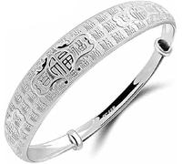 JQQJZLC Brazalete de plataforma de plata esterlina ajustable, pulsera de plata de mujer