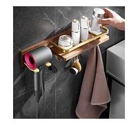 JQQJZLC Caddy de Ducha Baño sin Golpes Black Nuez Nuez Estante de Almacenamiento, Soporte para secador de Cabello, Almacenamiento de baño, Rejilla para Toallas, Estante de baño de secador de Cabello