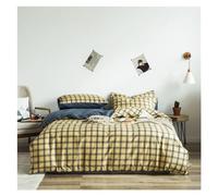JQQJZLC Cama Conjuntos de Cuatro Piezas, Juegos de Cama de algodón de algodón Twin King King Camino Cubierta Sábanas de Cama/Hoja Ajustada Conjunto de Cama a Cuadros Negros (C, tamaño Completo 4pcs)