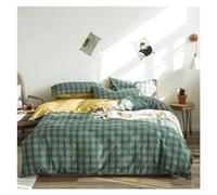 JQQJZLC Cama Conjuntos de Cuatro Piezas, Juegos de Cama de algodón de algodón Twin King King Camino Cubierta Sábanas de Cama/Hoja Ajustada Conjunto de Cama a Cuadros Negros (C, tamaño Completo 4pcs)