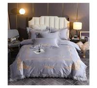 JQQJZLC Cama Cuatro Piezas colocadas, Elegante Bordado Bedlinen Blue Bedding Set King Queen Size Camino de algodón Egipcio Cubiería de algodón Casas de Almohada de Almohadilla (Rojo, Rey)