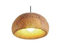 JQQJZLC Candelera de bambú de ratán Natural Tejido de bambú a Mano, lámpara Colgante Retro, lámpara Colgante de Linterna de bambú Vintage, Escala de lámpara de bambú E27, iluminación de decoración
