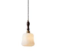 JQQJZLC Candelera de Vidrio de la casa E27 Luz de latón de 1 luz Luz de Dormitorio japonés Decoración de Madera de la lámpara Colgante de la lámpara de Vidrio Retro Luz Simple Candelera de Vidrio de