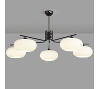 JQQJZLC Candelera de Vidrio de Leche Moderna de Mediados de Siglo CROME Flush MOUTED Chandelier CHANDELA CARRIDA Negro BLAJE Light Goll Ball PARTIS