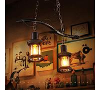 JQQJZLC Candelier - Lámpara de araña Industrial Retro, Personalidad Creativa del país Estadounidense Lámparas de Hierro Forjado, Fuente de luz: Edison Bulb, 55 * 12cm Buen Material