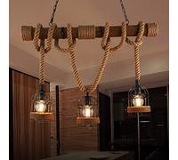 JQQJZLC Candelier - Luces de Barra, bambú Tres cáñamo, Longitud Natural de la lámpara de bambú 100 cm, e27 Fuente de Buen Material