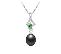 JQQJZLC Candelier Natural Pearl Pearl Pearl Parder Verde Collar de circón Brillante Joyas Finas para Mujeres Ligera