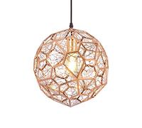 JQQJZLC Candeliers LED, Cabeza Individual, Lámpara de Colgante esférico de Metal Creativo, Altura Ajustable, Sombra Hueca, Accesorios de iluminación del Comedor de la Isla de Cocina